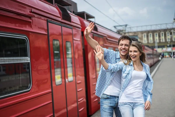 Am Bahnhof — Stockfoto