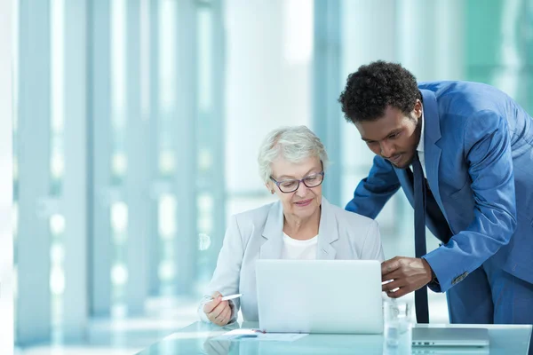 Geschäftsleute mit Laptop — Stockfoto