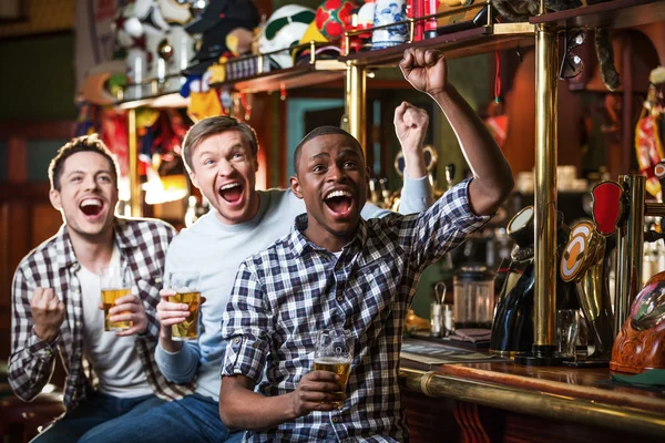 Abanicos felices en interiores —  Fotos de Stock