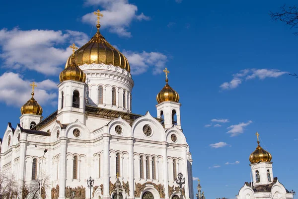 Moscow Rússia Maio 2021 Catedral Cristo Salvador Moscou Contra Pano — Fotografia de Stock