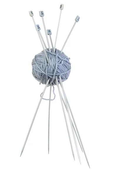 Woollen ball with needle — Stock Photo, Image