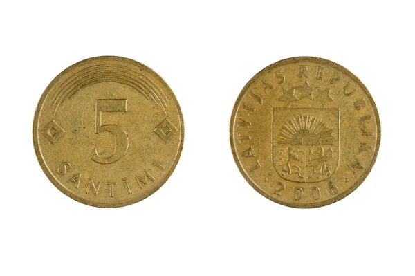 Coin Latvia on white — Stock Photo, Image