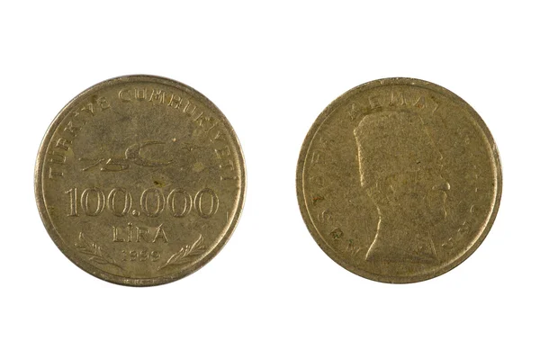 Монета Туреччина на білому — стокове фото