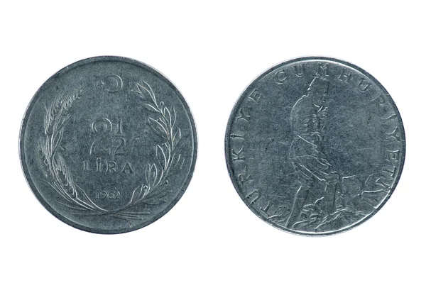 Τουρκία κέρμα απομονωθεί σε λευκό — Φωτογραφία Αρχείου
