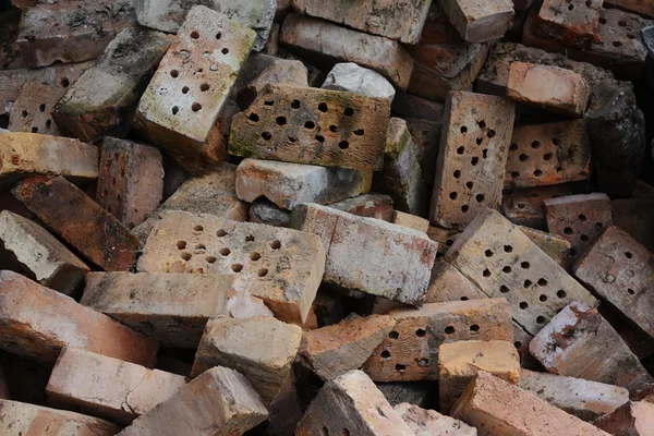 Pile of broken old brick outdoor — Stock Photo, Image