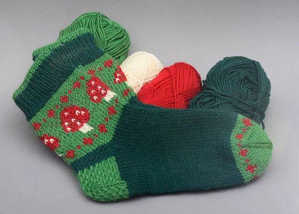 Woolen Socks Amanita Skeins Thread — Stock Photo, Image