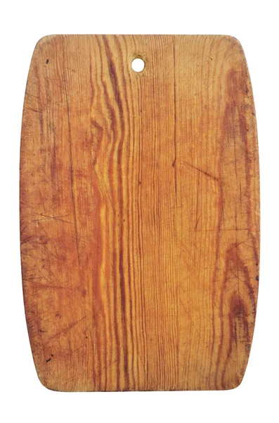 Oude houten snijplank op wit — Stockfoto