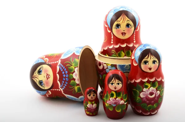 Beş geleneksel Rusça matryoshka bebekler — Stok fotoğraf