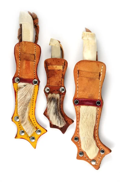 Trzy tradycyjne nóż fiński puukko — Zdjęcie stockowe