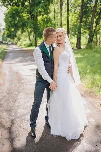 Young wedding couple enjoying romantic moments Royalty Free Stock Images