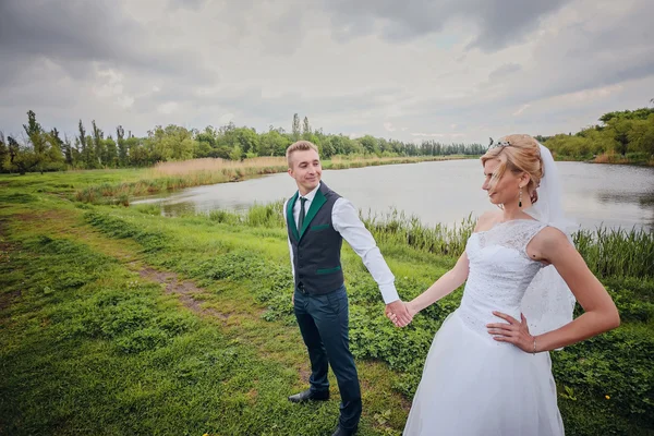 Novia y novio felices — Foto de Stock