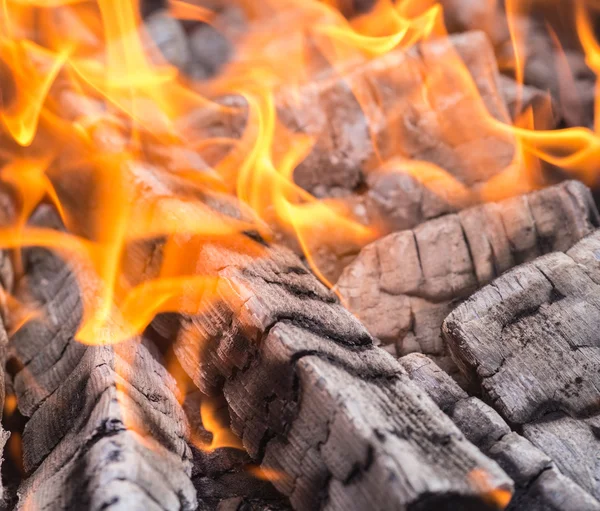 Wood burning in the fire - background — Stock Photo, Image