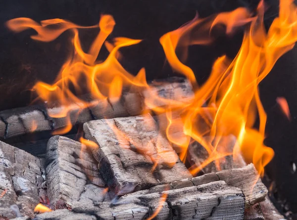 Wood burning in the fire - background — Stock Photo, Image