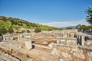 Selcuk, Türkiye - 26 Nisan 2018: Efes Anadolu 'daki antik Yunan kalıntıları