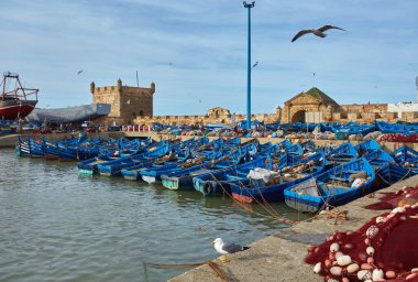 Sqala du Port, Essaouira, Fas balıkçılık limanında bir savunma kulesi.