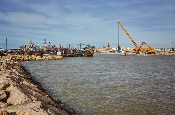 Barche Nel Vecchio Porto Della Città Essaouira Marocco — Foto Stock