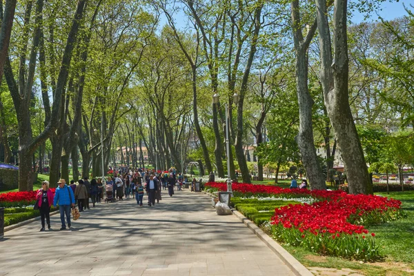 Estambul Turquía Abril 2018 Festival Anual Primavera Tulipanes Nuevo Diseño — Foto de Stock