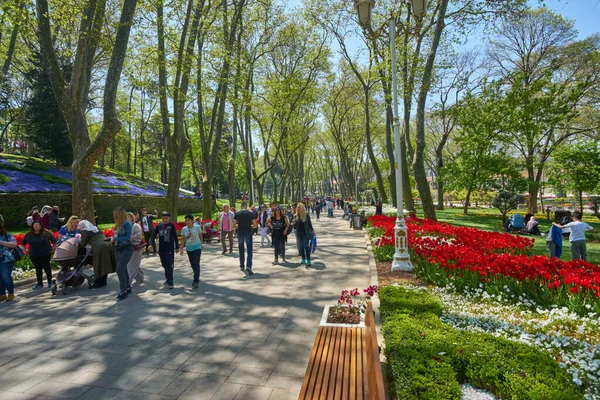 Estambul Turquía Abril 2018 Festival Anual Primavera Tulipanes Nuevo Diseño — Foto de Stock