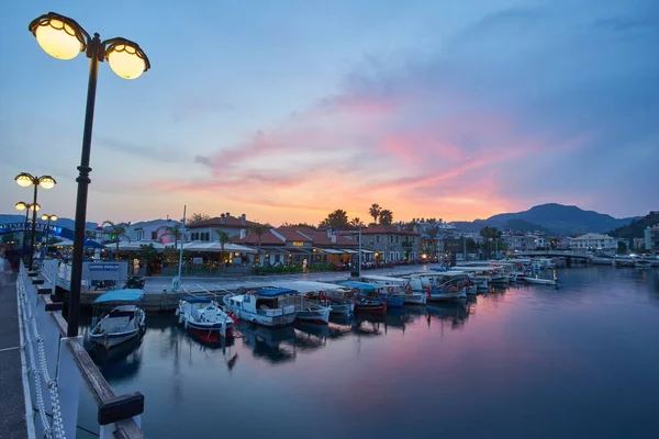 Marmaris Turkey April 2018 Marmaris Marina Landscape Beautiful Sunset Citycape — Stock Photo, Image