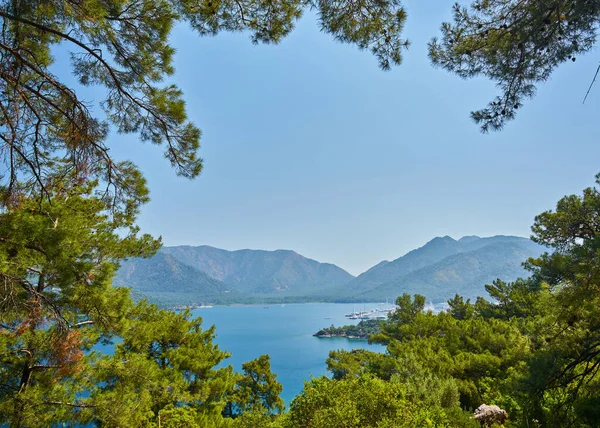 Îles Rocheuses Dans Baie Marmaris Paysage Marin Avec Ciel Bleu — Photo