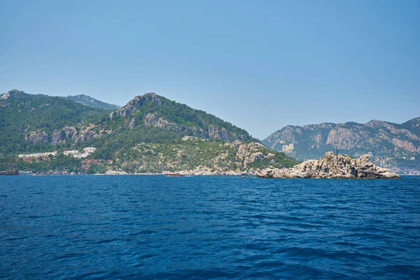 Marmaris Türkiye Tekne Yat Yelkenli Körfez Manzaralı Güzel Panoramik Havacılık — Stok fotoğraf