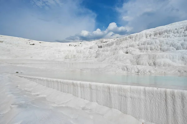 Thermal springs of Pamukkale with terraces and natural pools in Denizli in southwestern Turkey