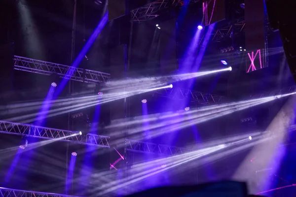 Blue Stage Lights Pokaz Światła Koncercie — Zdjęcie stockowe