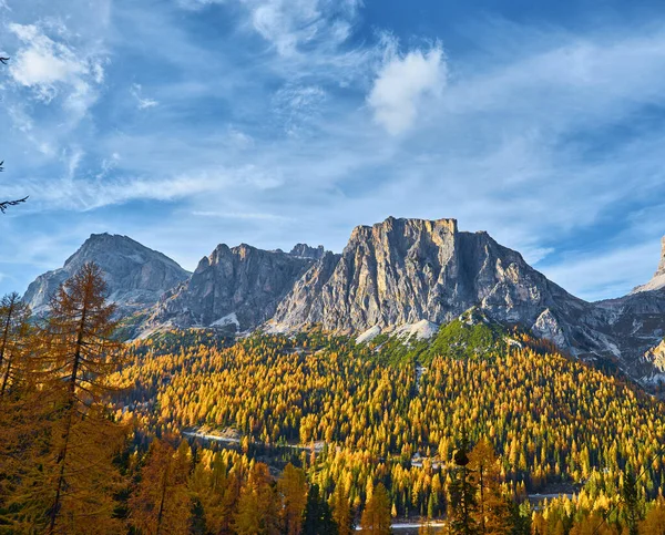 Blick Auf Das Tofane Gebirge Vom Falzarego Pass Einer Herbstlichen — Stockfoto