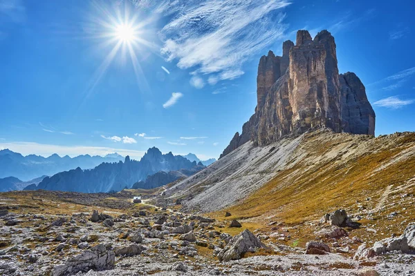 Världsberömda Toppar Tre Cime Lavaredo Nationalpark Unesco Världsarvsplats Dolomiterna Italien — Stockfoto