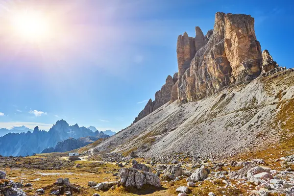 Höstlandskap Vid Tre Cime Lavaredo Italienska Alperna — Stockfoto