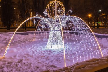 Kış city park dekore edilmiş