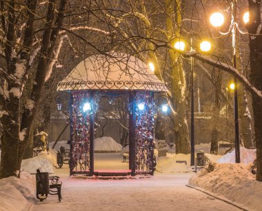 Kış city park Donetsk dekore edilmiştir. Ukrayna
