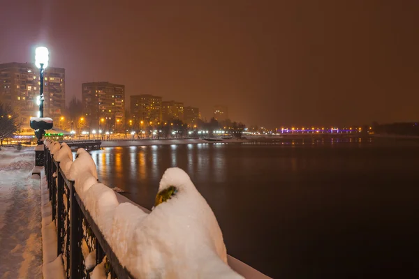 Strandpromenaden i Donetsk stad på en vinter. — Stockfoto