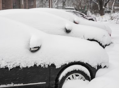 Winter park beyaz karla kaplı. Donetsk. Ukrayna.