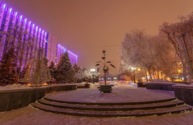 Kış city park Donetsk dekore edilmiştir. Ukrayna