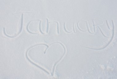 Ocak kar arka plan üzerinde yazılı kelime