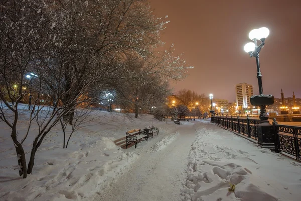 Inredda vintern stadsparken i Donetsk. Ukraina — Stockfoto