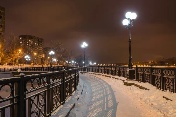 Strandpromenaden i Donetsk stad på en vinter. — Stockfoto