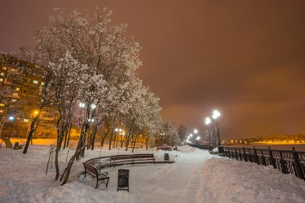 Rivier promenade in Donetsk stad op een winter. — Stockfoto