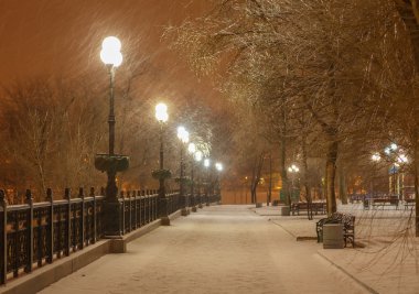 Kış city park Donetsk dekore edilmiştir. Ukrayna