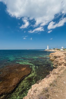 Deniz feneri Tarkhankut Kırım'da Batı kesiminde