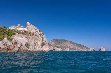 Gurzuf ilçesi ve Ayu Dag dağ. Crimea.