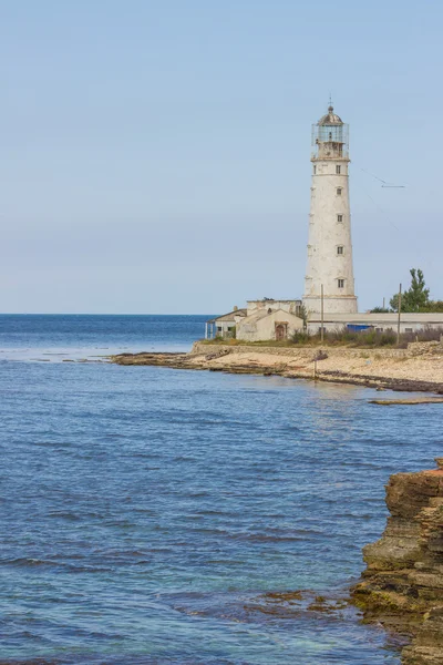 Farol Tarkhankut na parte ocidental da crimeia — Fotografia de Stock