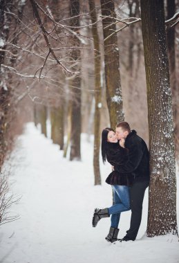 divertida pareja jugando bolas de nieve.