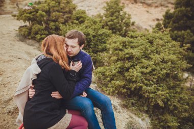 rahatlatıcı, dağ sahil aşık Çift