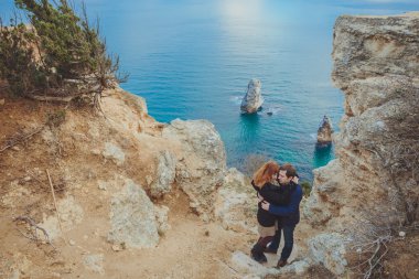 rahatlatıcı, dağ sahil aşık Çift