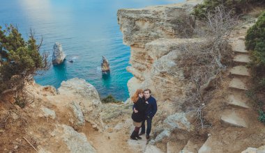 rahatlatıcı, dağ sahil aşık Çift