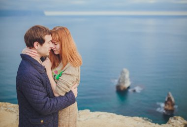 rahatlatıcı, dağ sahil aşık Çift