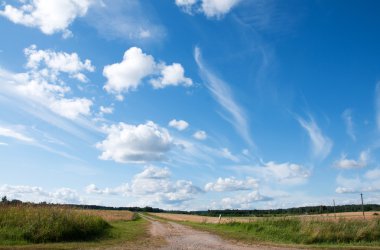Buğday alan boş kırsal yolda