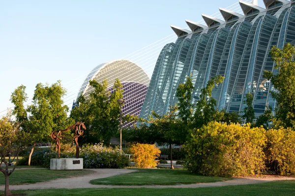 Vista del parque frente a la Ciudad de las Artes y las Ciencias de Valencia — Foto de Stock